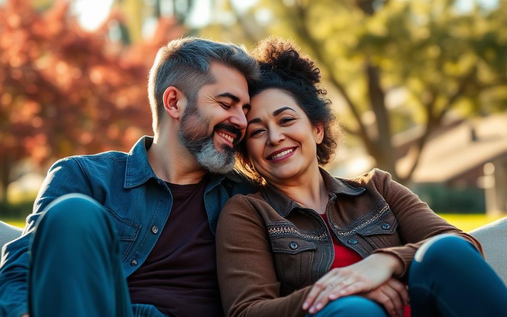Supportive couple together in warm light discussing male fertility in San Diego